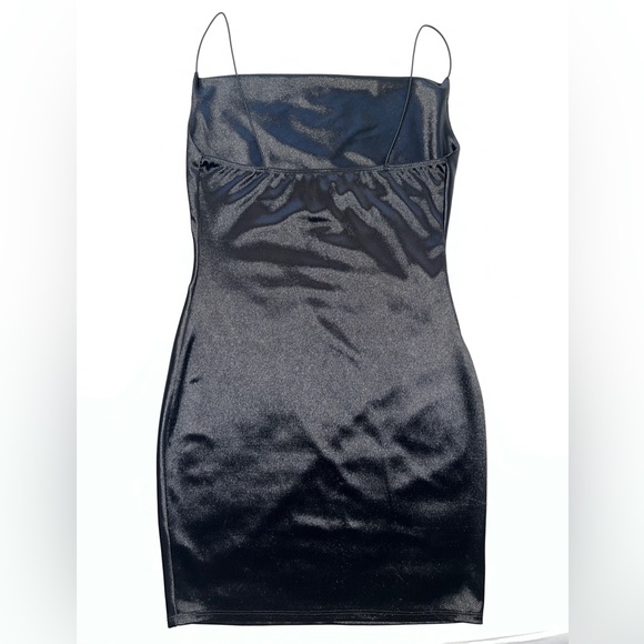 Brand New Cowl Neck Satin Effect Mini Dress - Black - Picture 3 of 4